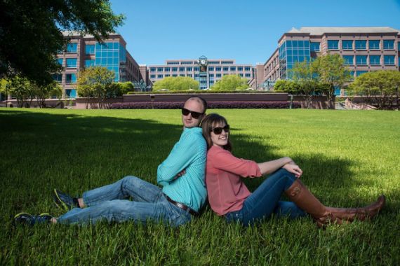 couple having fun in park