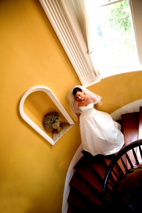 Bride in stairwell