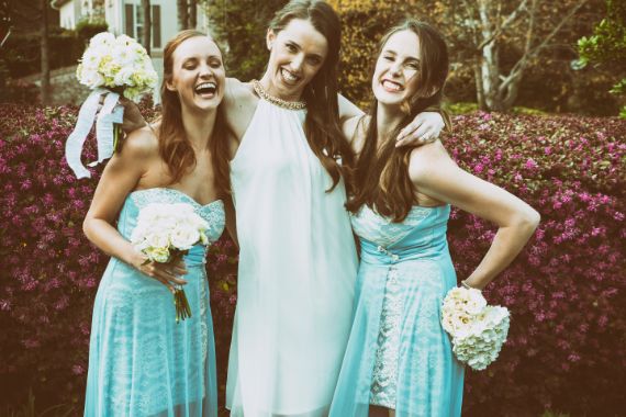 Bride with bridesmaids