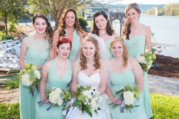 bridesmaids and bride