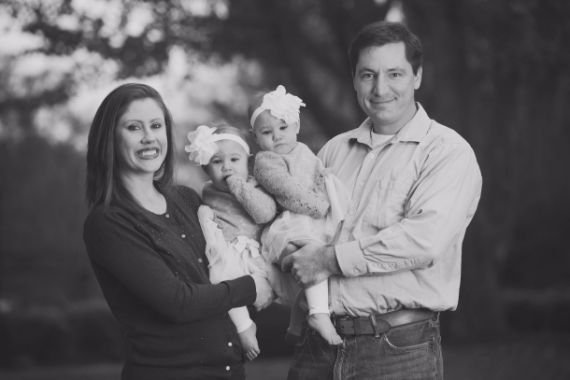 Happy family with twins